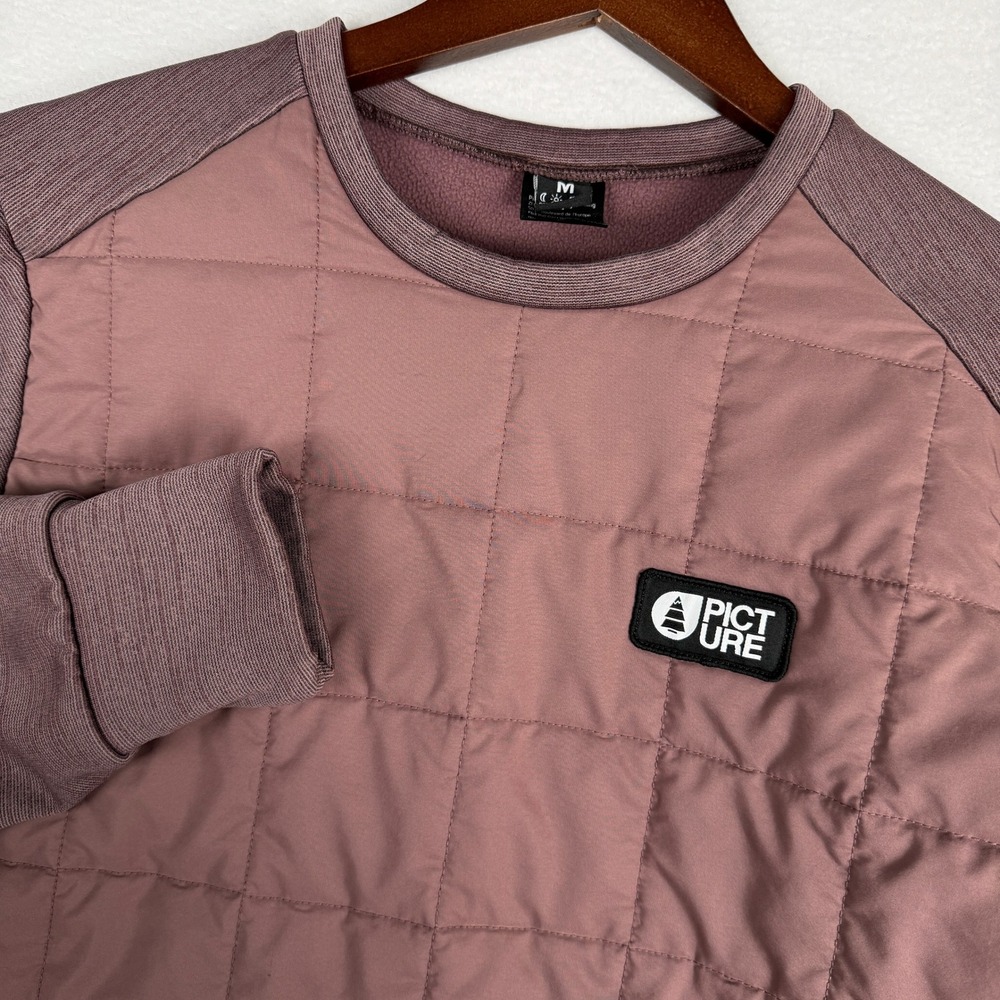 Picture Organic‎ Lixi Tech Sweater Womens M Ash Rose Purple Quilted Pulllover